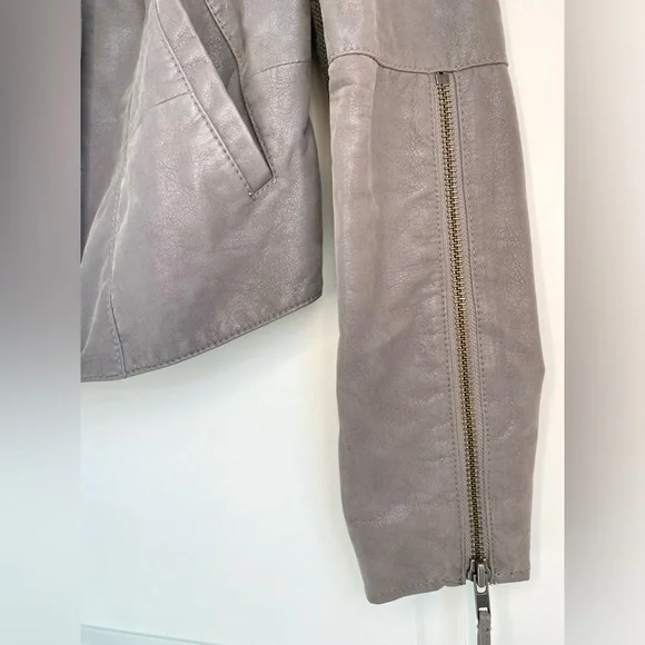 Free People Cool & Clean Faux Suede Leather Jacket Grey Size 2 - Picture 5 of 11